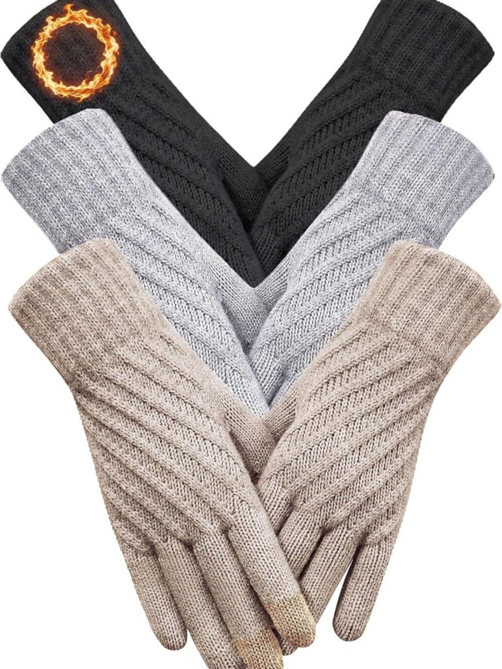 Cozy Touch Screen Winter Gloves for Women - Warm Knit, Fleece Lined for Cold
